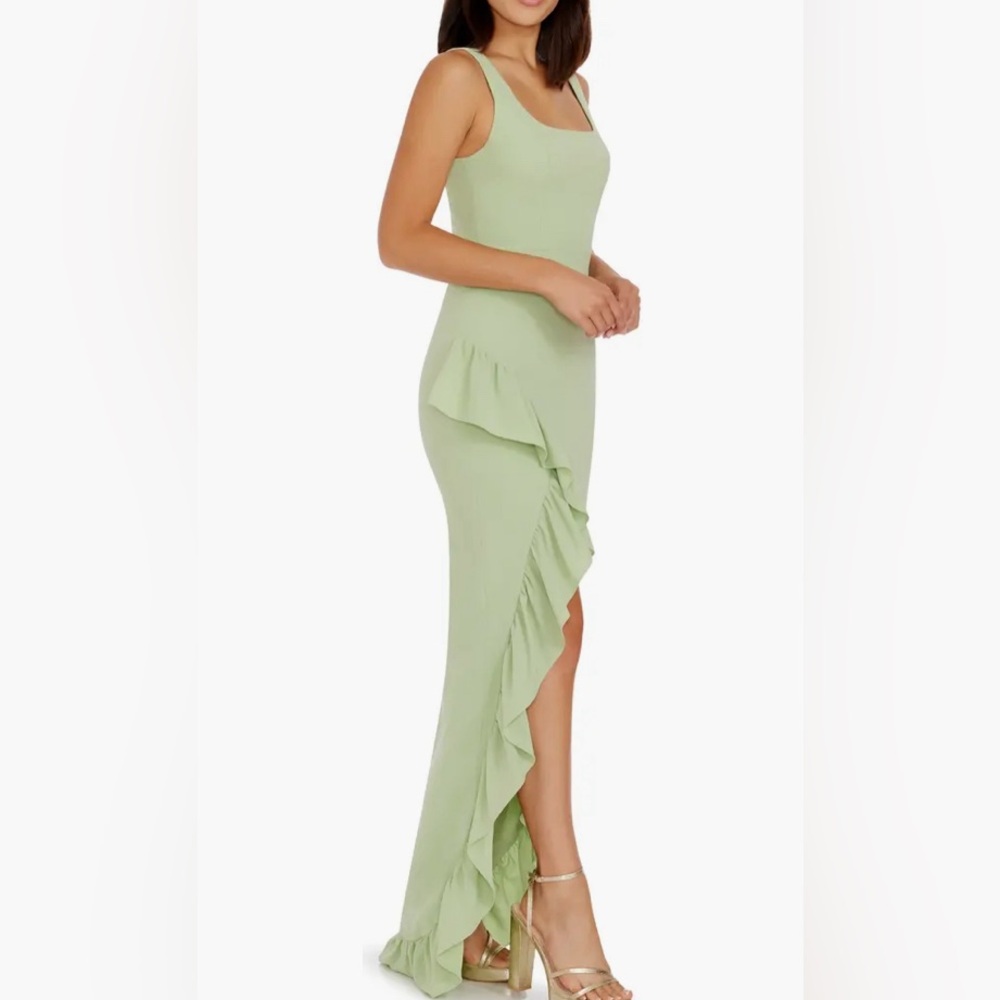 New Charlene Ruffle Gown by Dress the Population | Sage